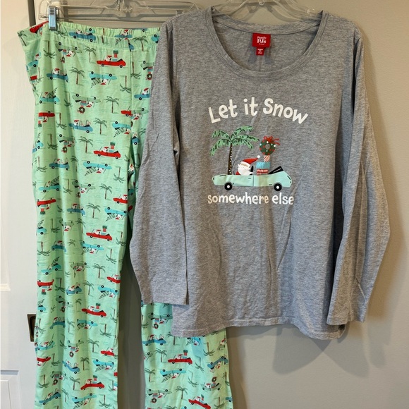 Women's Holiday PJ's from Macys "Let it Snow" Size XXL Gray Green - Picture 1 of 9